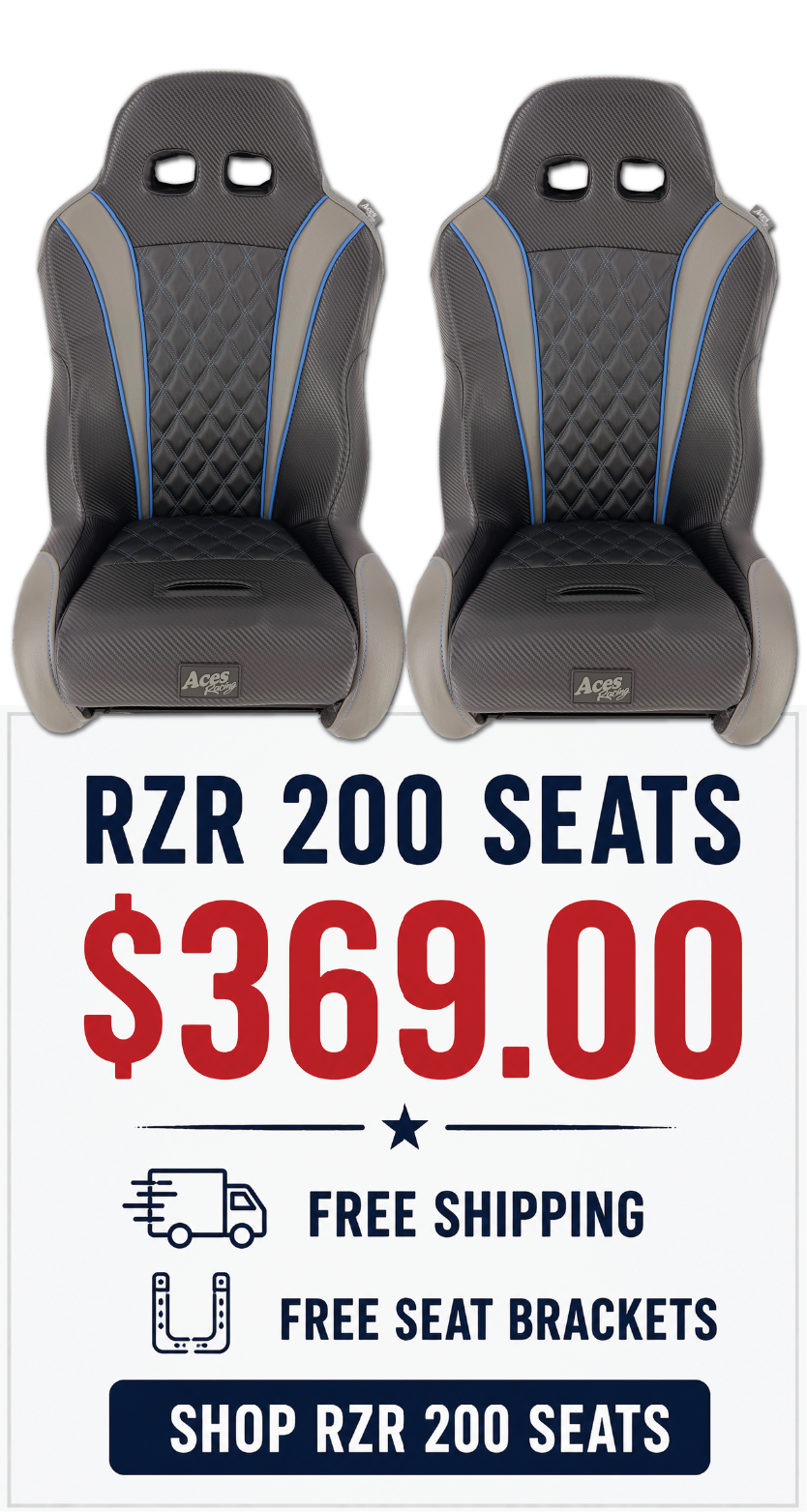RZR 200 seats for sale at $369 with free shipping and brackets.