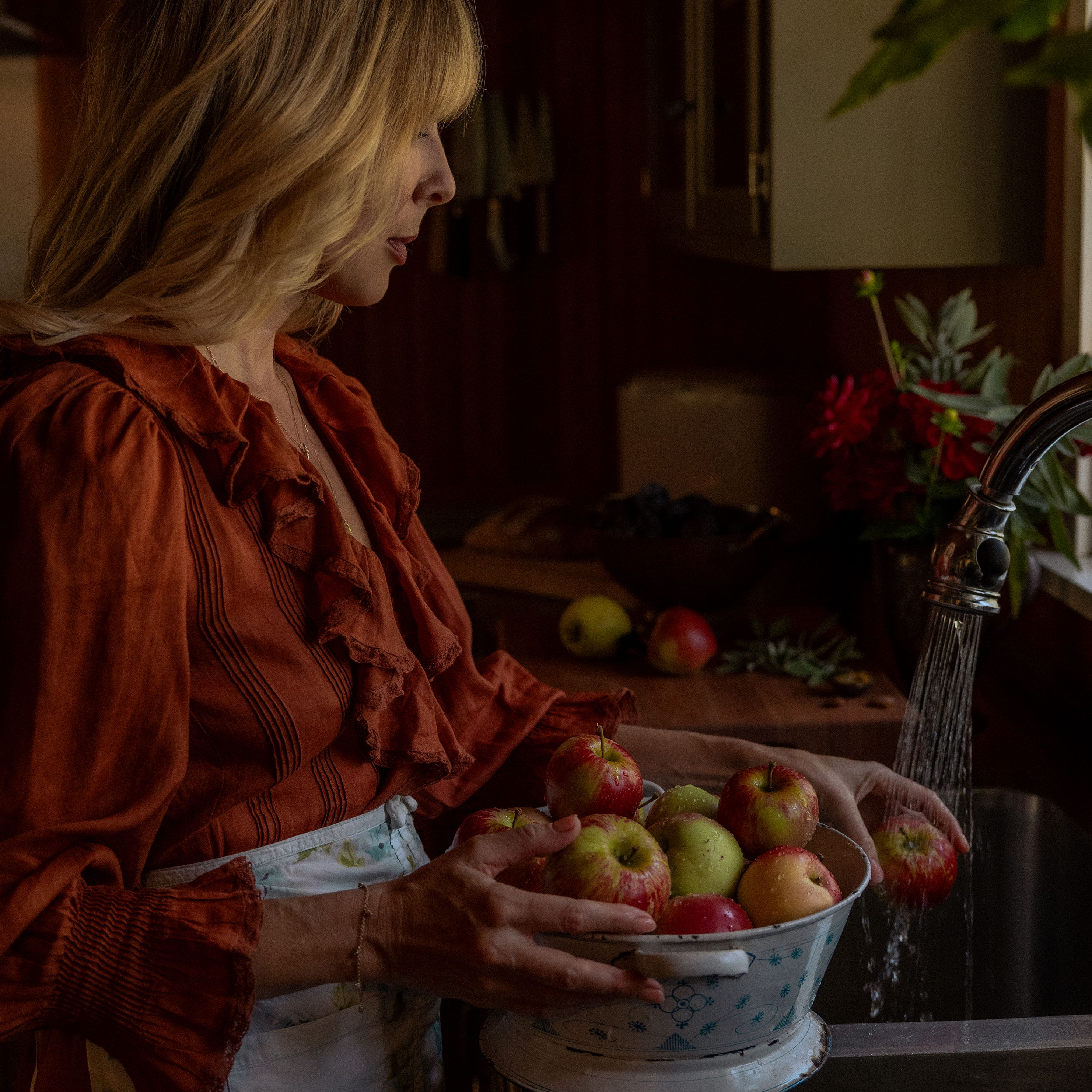 Audra Query in the jam kitchen on Orcas Island