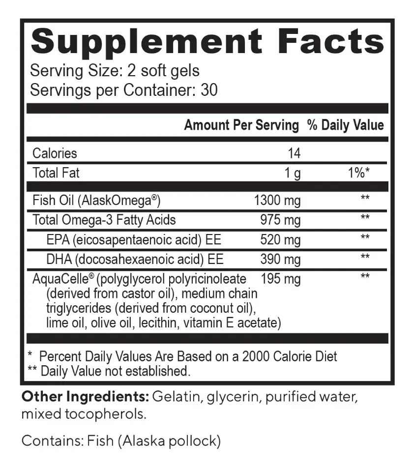TrueOmega3 facts panel