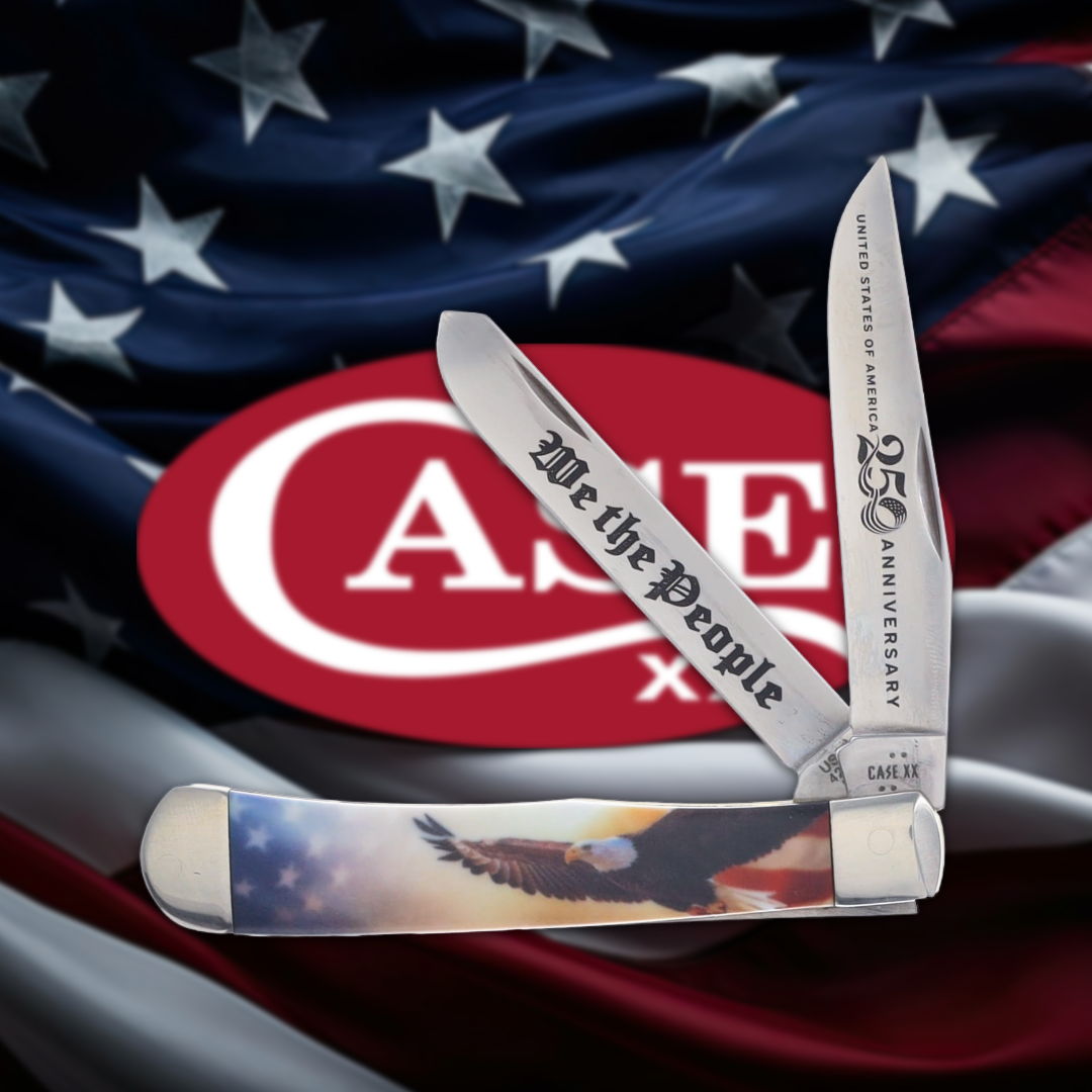 Pocket knife with American flag background and 