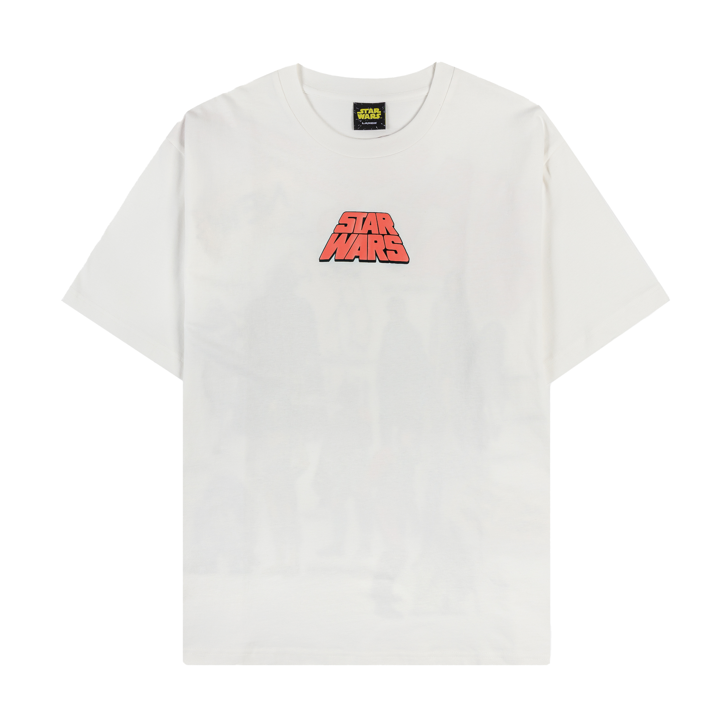 White t-shirt with a red 