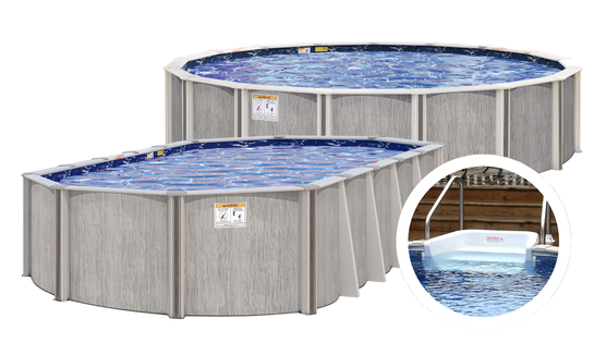 River Bend Above Ground Pools with Steps 