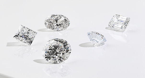 large lab grown diamonds in various shapes and sizes