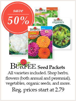 Burpee Seed Packets - Save 50%! All varieties included. Shop herbs, flowers (both annual and perennial), vegetables, organic seeds, and more. | Regular prices start at $2.79. 