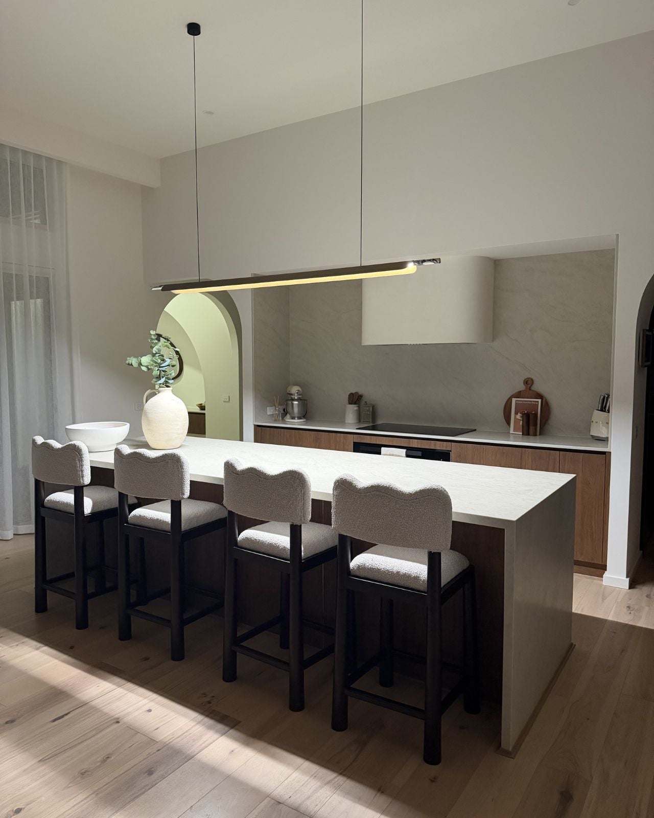 Formation Luxury Linear Pendant Styled in Modern Kitchen