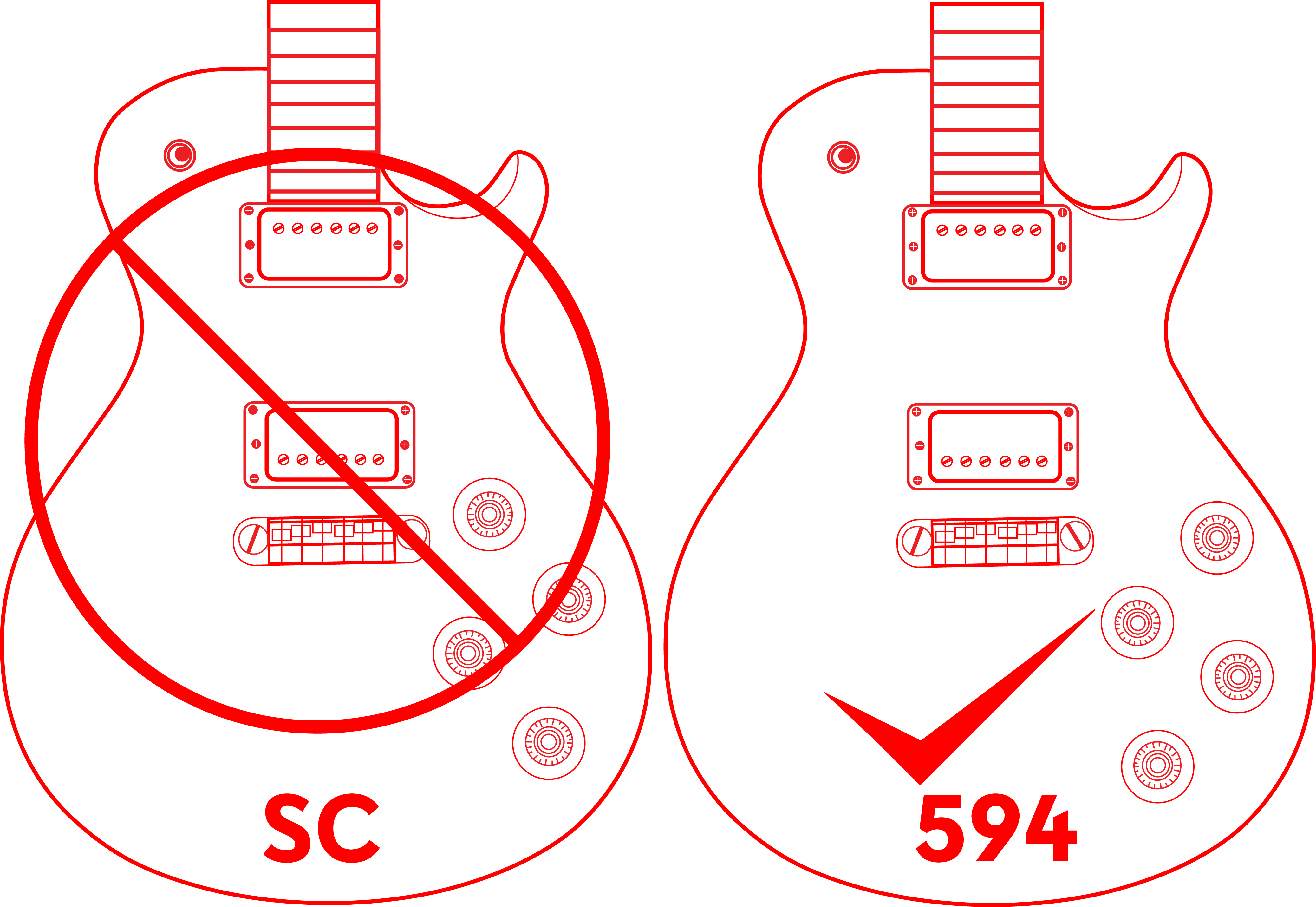 Comparison of two electric guitar models: SC and 594.