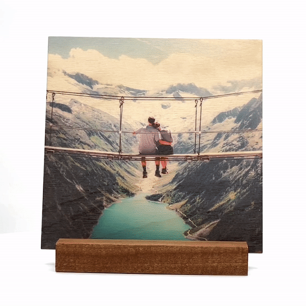 Wood Photo with Stained Wood Stand