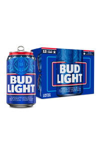 A can and pack of Bud Light beer.