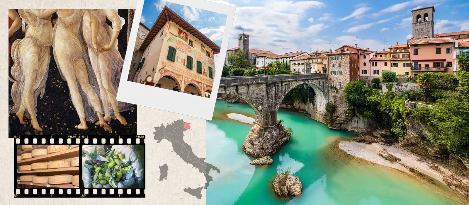 A collage of images from Friuli, Italy.