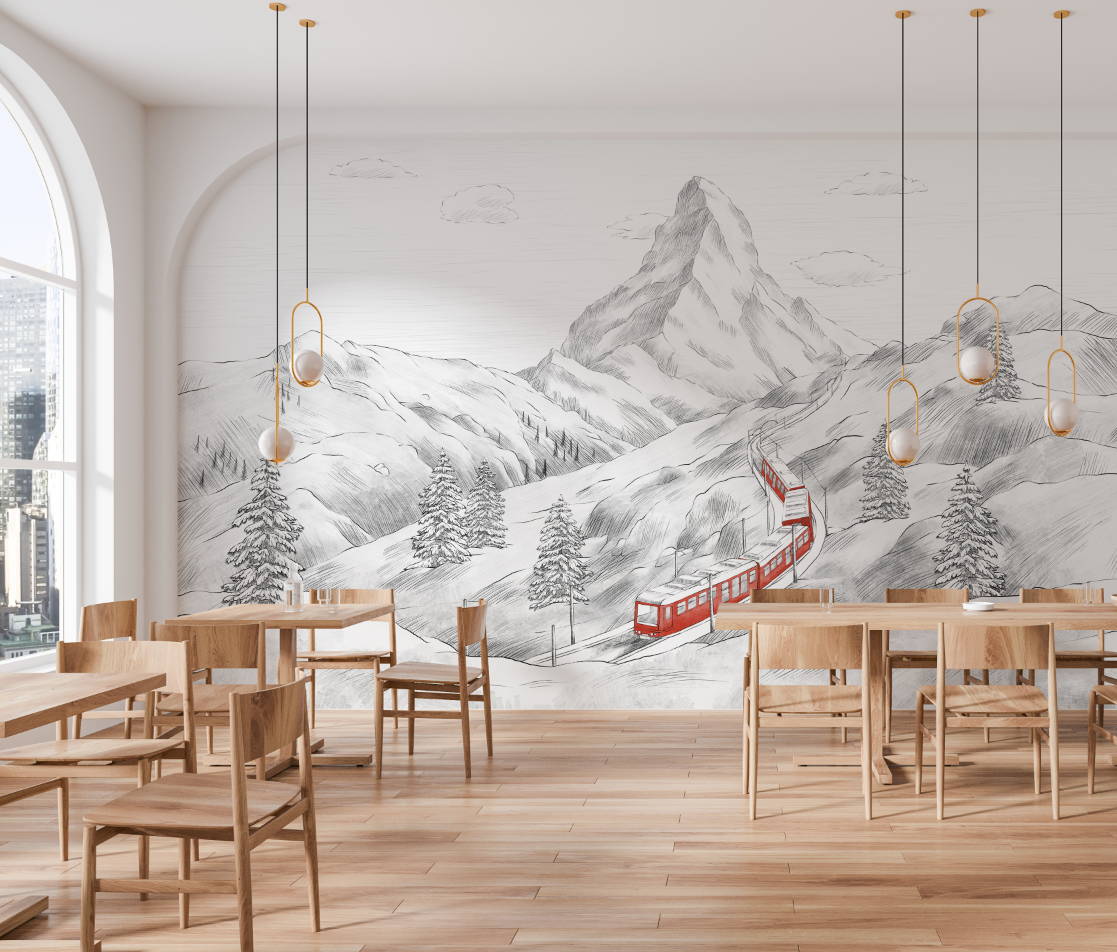 papier peint panoramique montagne cervin suisse