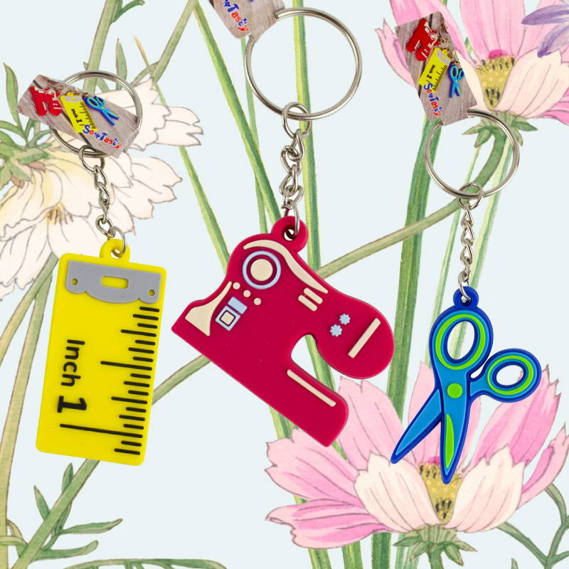 Sewing Key Rings - Sewing Machine, Ruler, Scissors