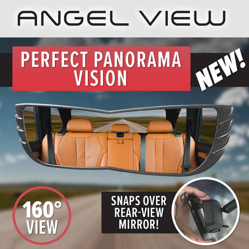 Angel View - perfect panorama vision - 160 degree view - snaps over rear view mirror