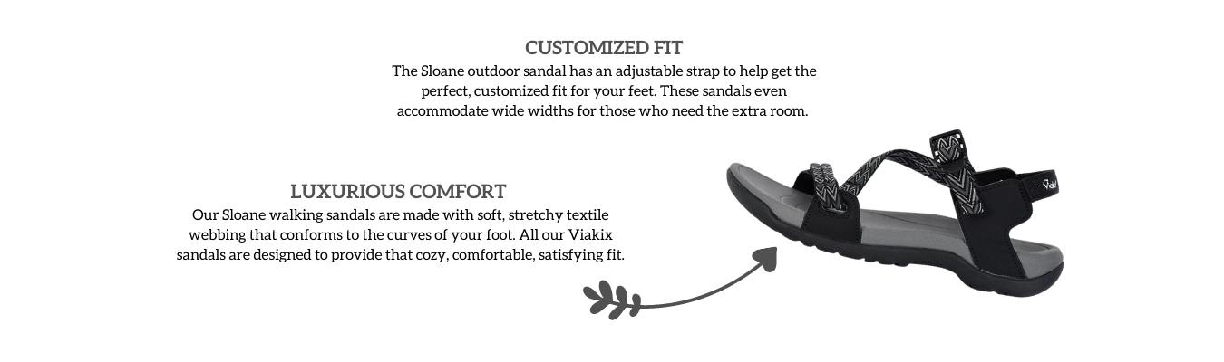View of sandal showing customized fit and luxurious comfort
