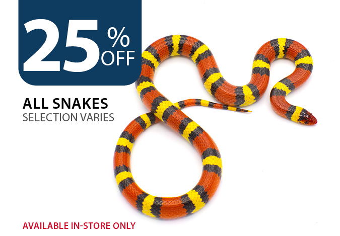25% off Snakes. Available in-store only