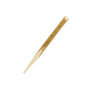 A wide bamboo skewer knife with natural coloration