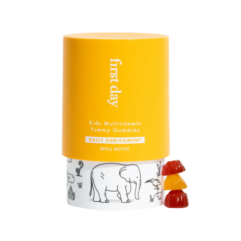 Product shot of First Day kids daily enrichment multivitamin
