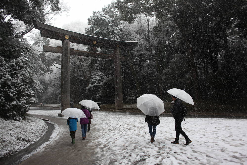 Meiji Jingu Shrine in Tokyo in Winter