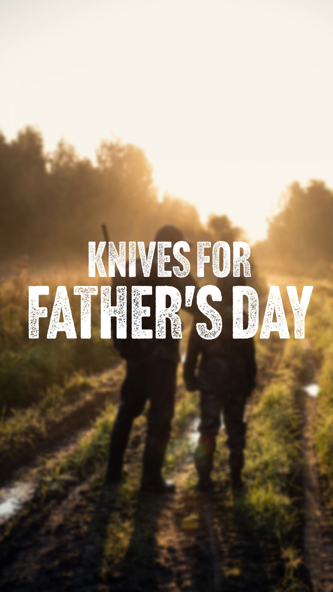 Silhouette of two people in a field with text: 