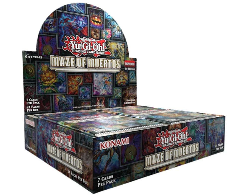 Yu-Gi-Oh! Maze of Memories booster box display.