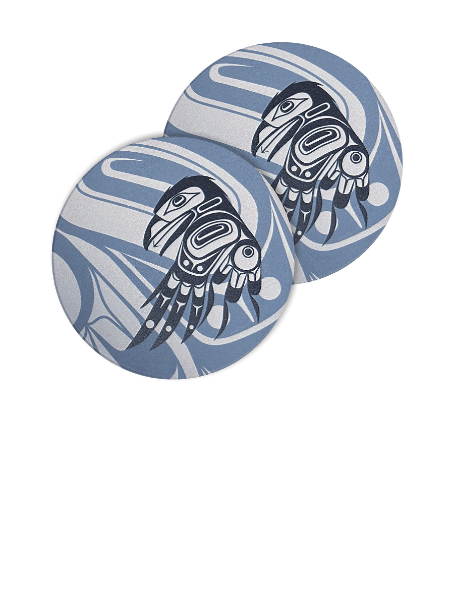 Raven Moon Ceramic Coasters by Allan Weir, Haida