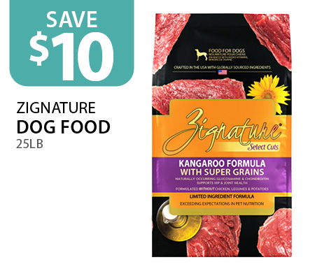 $10 off Zignature Dog Food 25lb