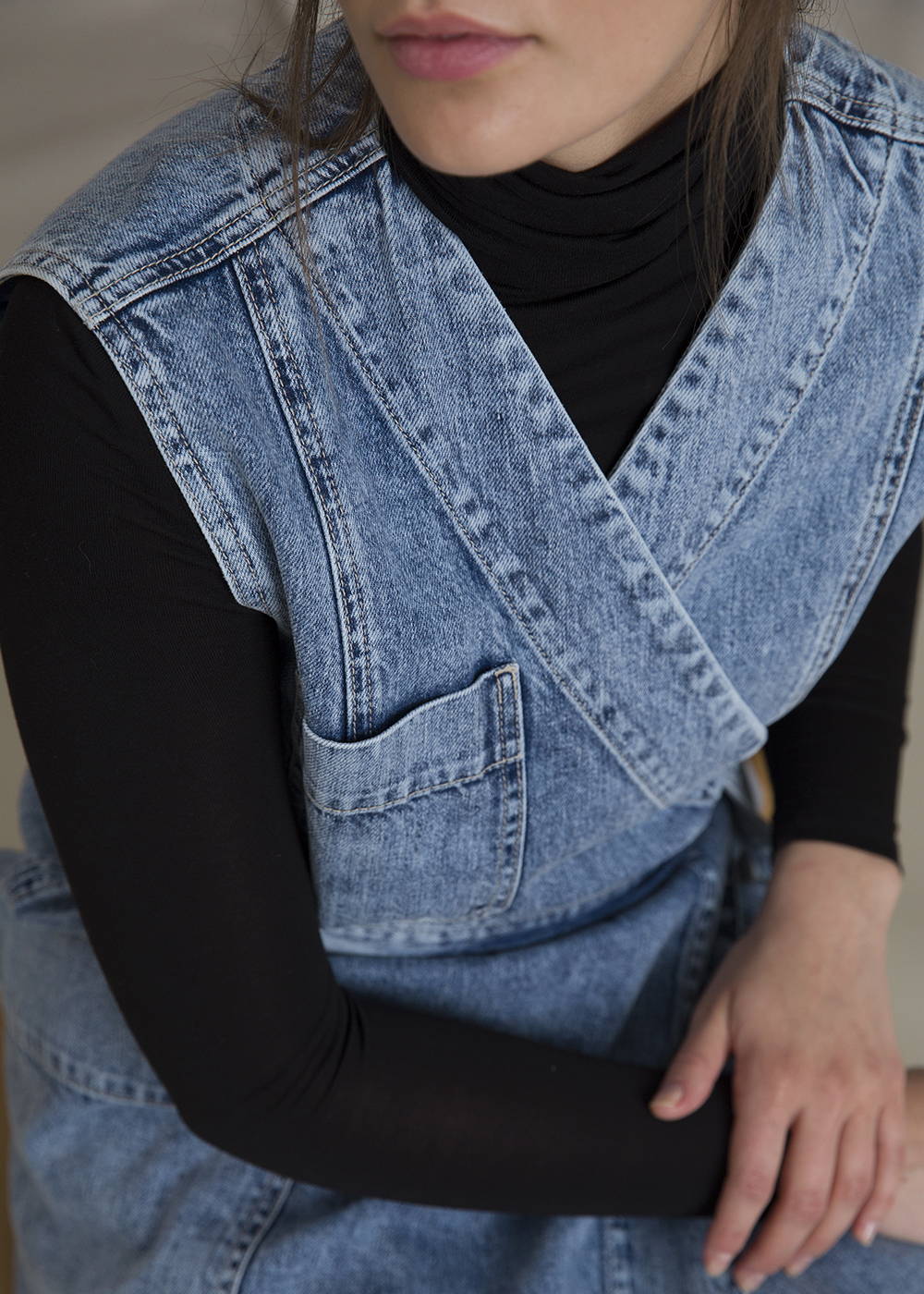 denim dress close up