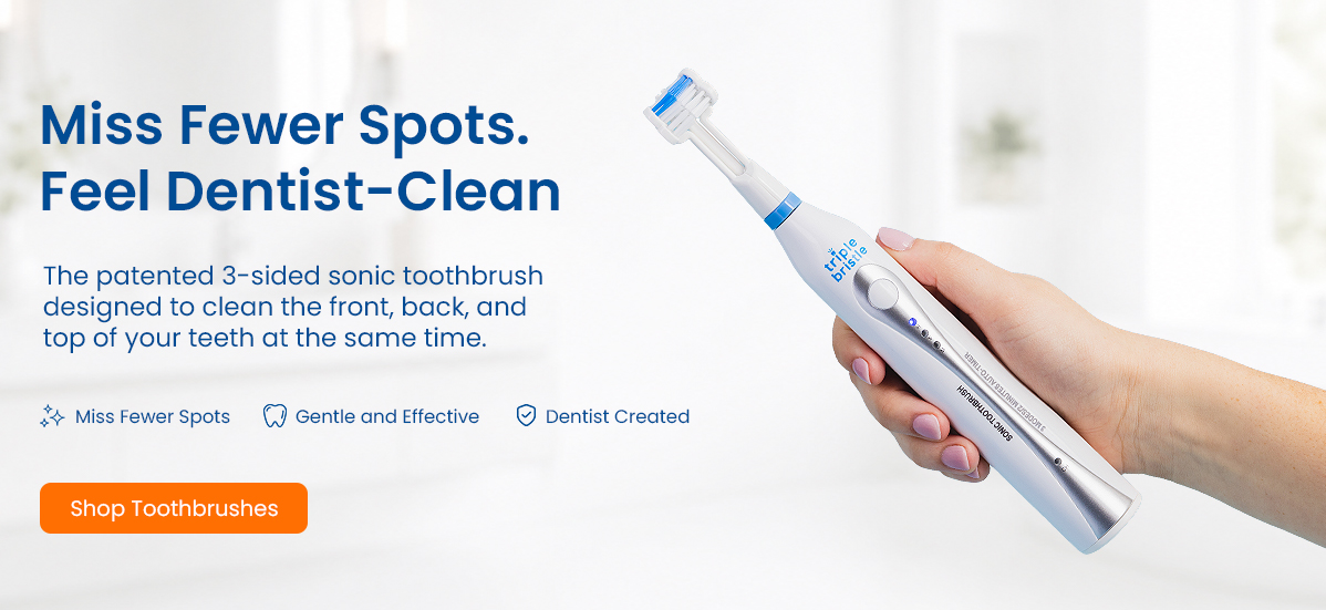 Electric toothbrush advertisement highlighting effectiveness and cleanliness.