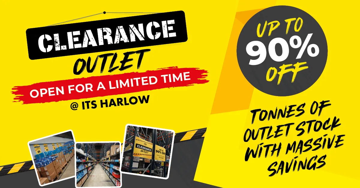 Clearance outlet sale with up to 90% off; limited time offer.