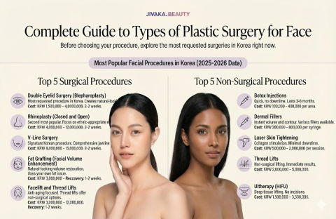 Complete Guide to Types of Plastic Surgery for Face in Plastic Surgery Korea Including V Line Surgery and Closed Rhinoplasty Korea
