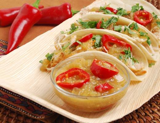 Image of Mini Chicken Soft Tacos with Tomatillo Sauce