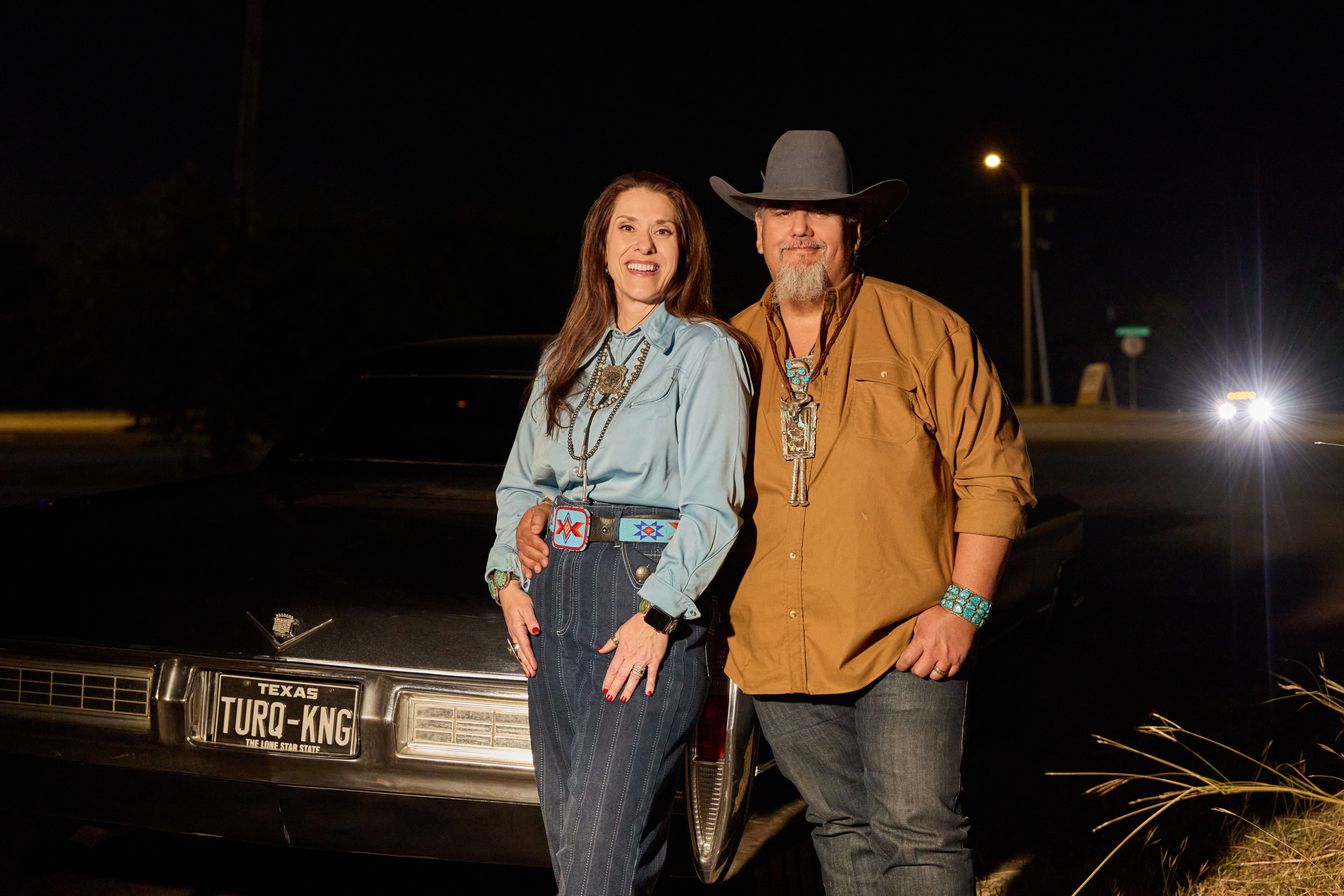 Annalee and Garren Still, owners of the Turquoise King convertible. 