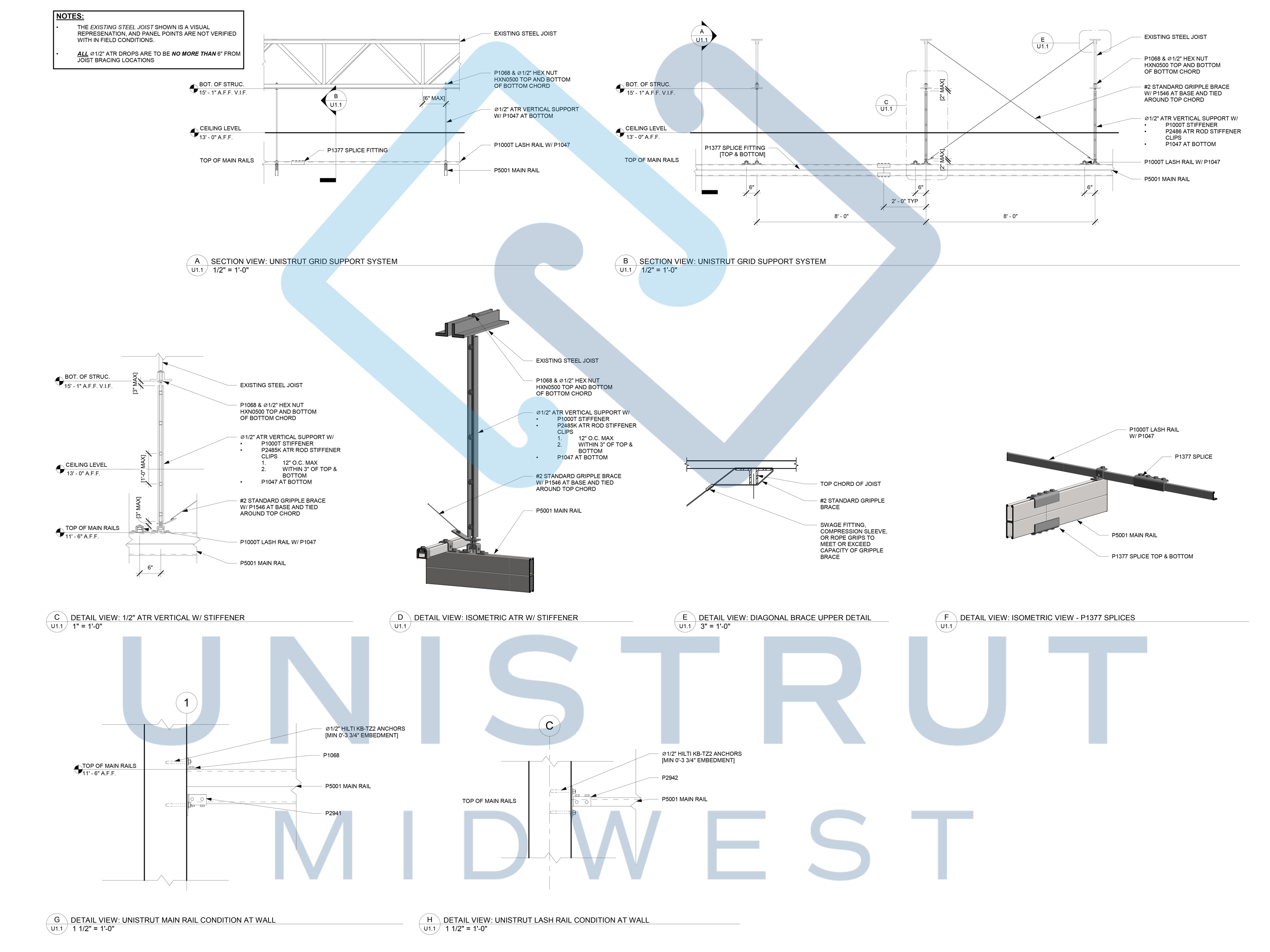 Unistrut Ceiling Grid Systems Engineering Drawing