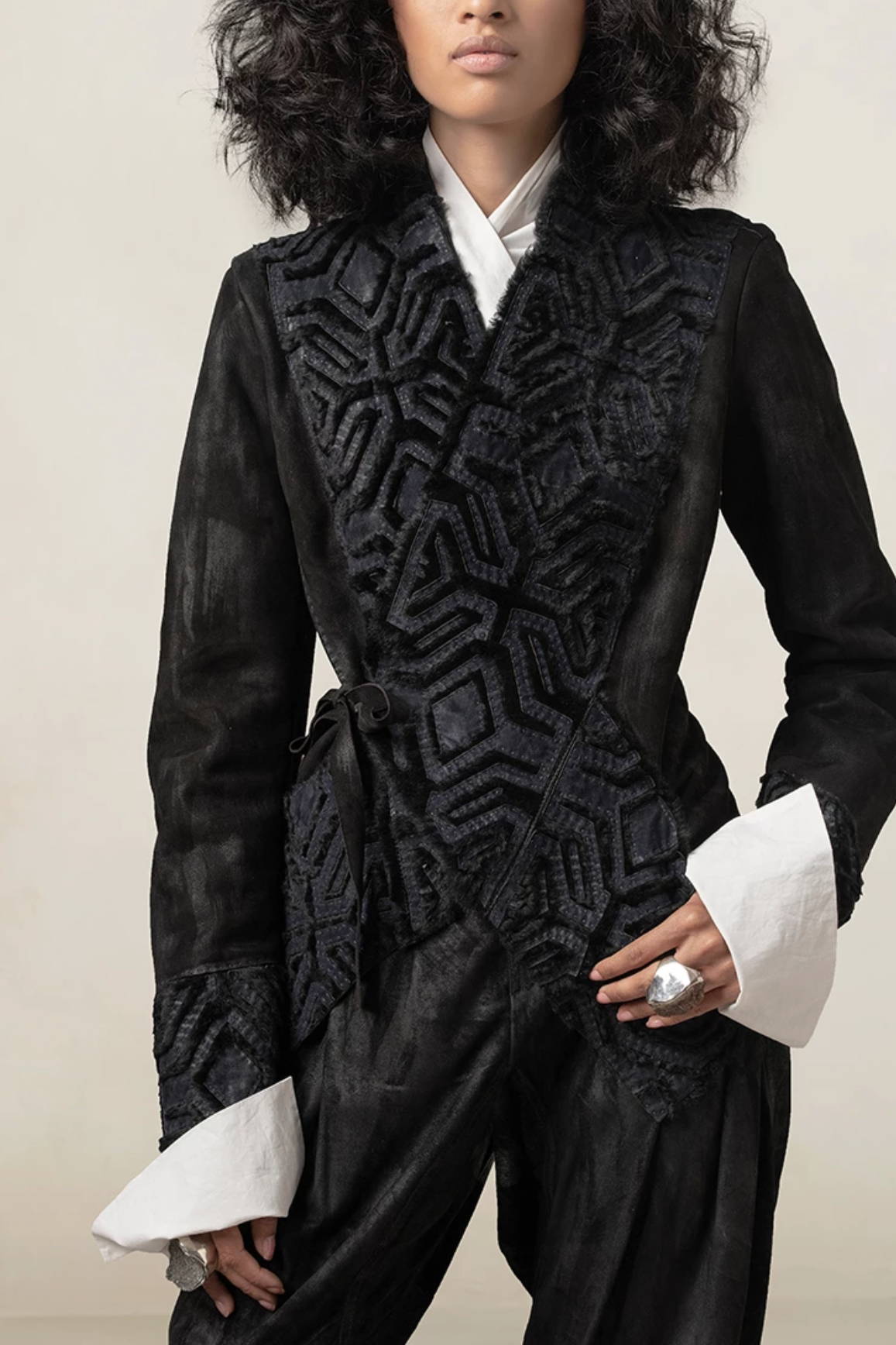Embroidered Shearling Jacket