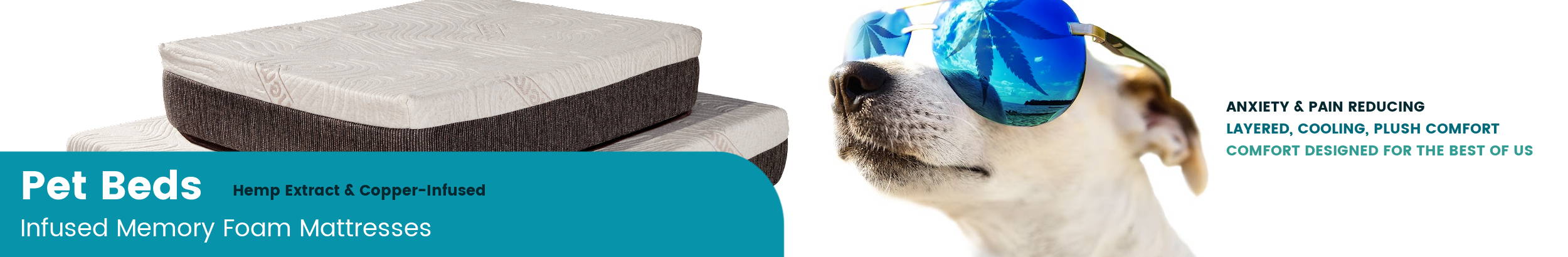 CBD and copper infused pet beds are anxiety and pain reducing while cooling with plush comfort designed for the best of us.