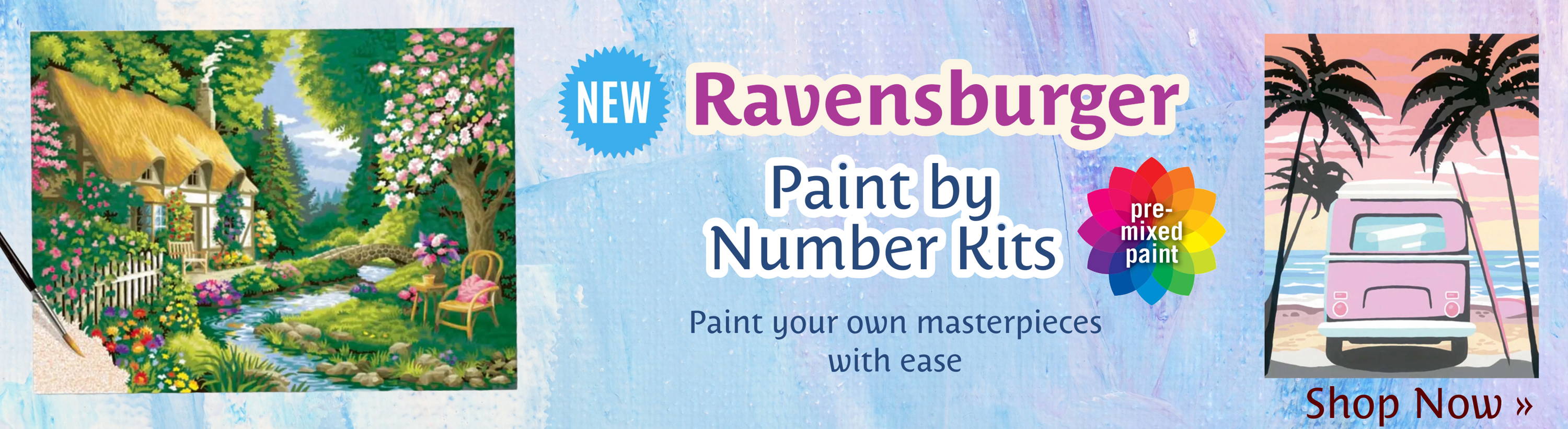 New! Ravensburger Paint by Number Kits with pre-mixed paints. Paint your own masterpieces with ease. Image: Ravensburger Paint by Number kits.