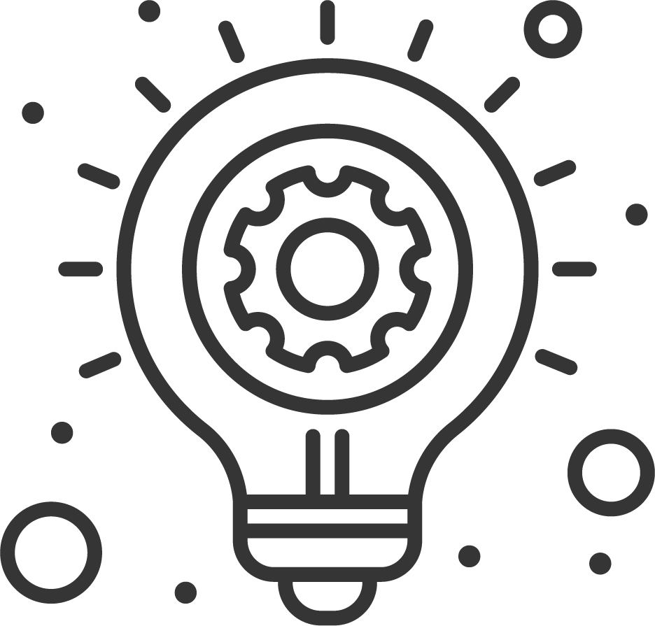 Light bulb with gear symbolizing innovation and ideas.