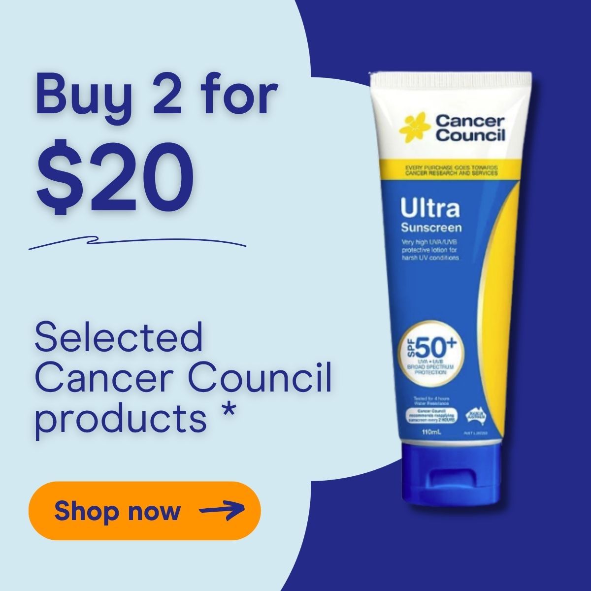 Buy 2 for $20 on selected Cancer Council products. Shop now.
