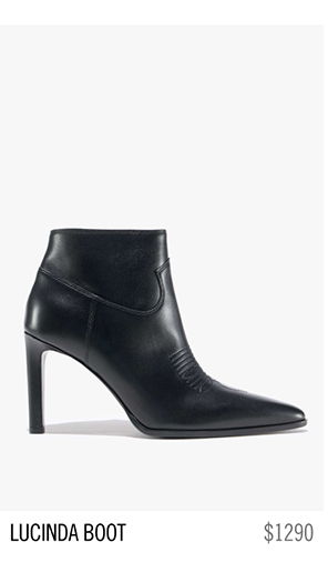 Black Lucinda boot with a high heel, priced at $1290.