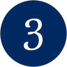 Blue circle with the number three in white font.