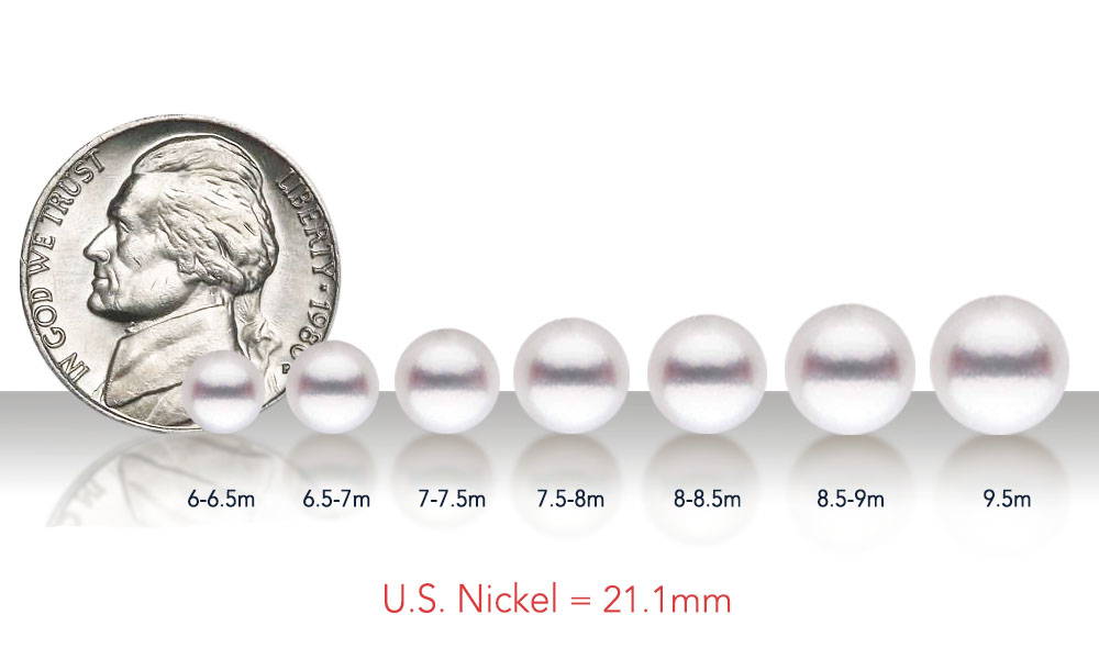 pearl size chart compared to US Nickel