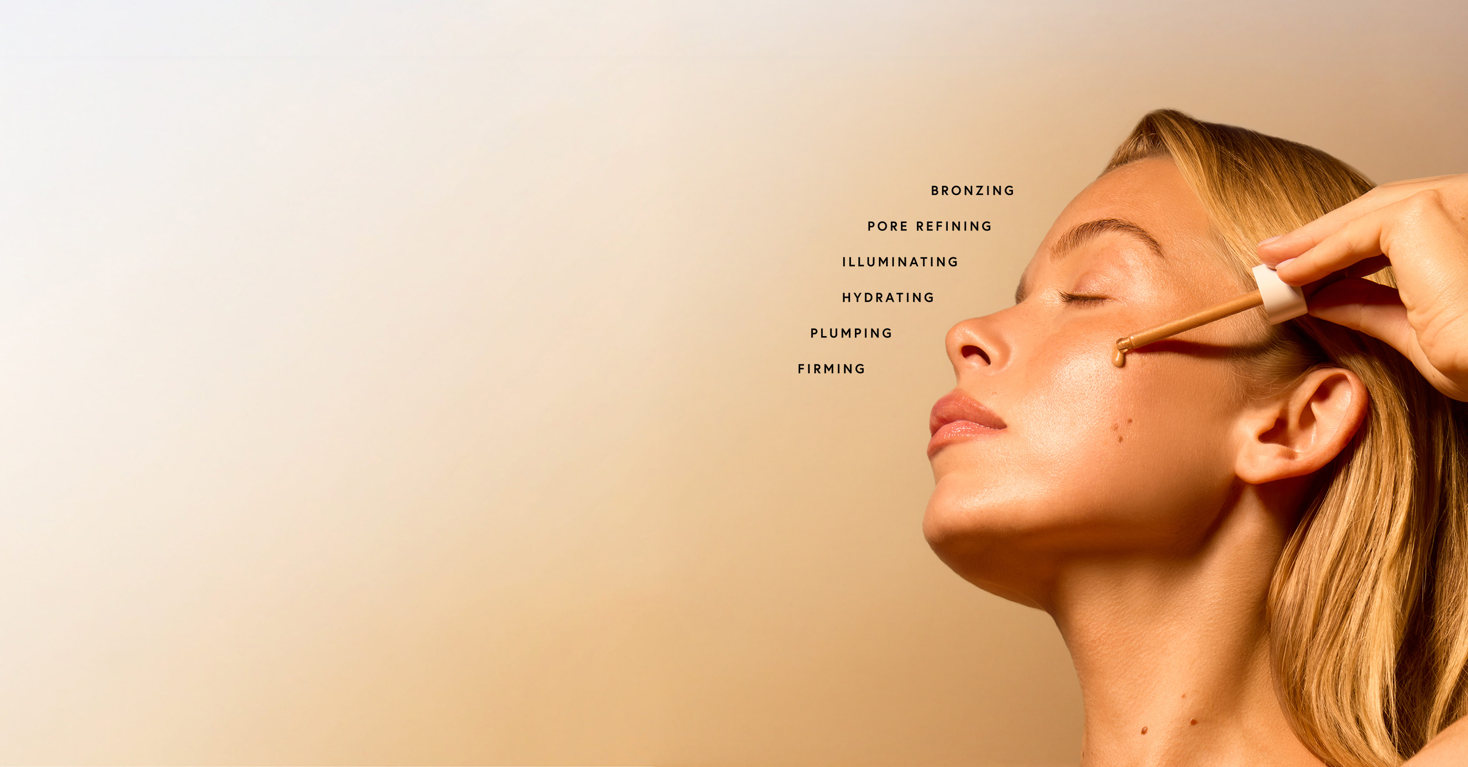 Two bottles of serum with droppers on a gradient background.