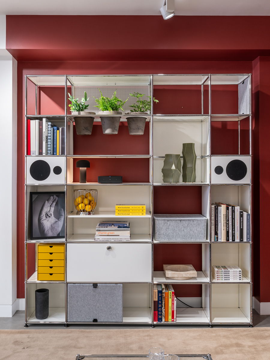Modern USM bookshelf featuring new speaker collaboration with symbol audio for LDF 2026