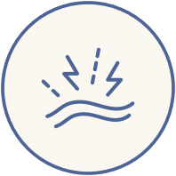 Icon depicting wavy lines with radiating lines above, symbolizing energy or sound.
