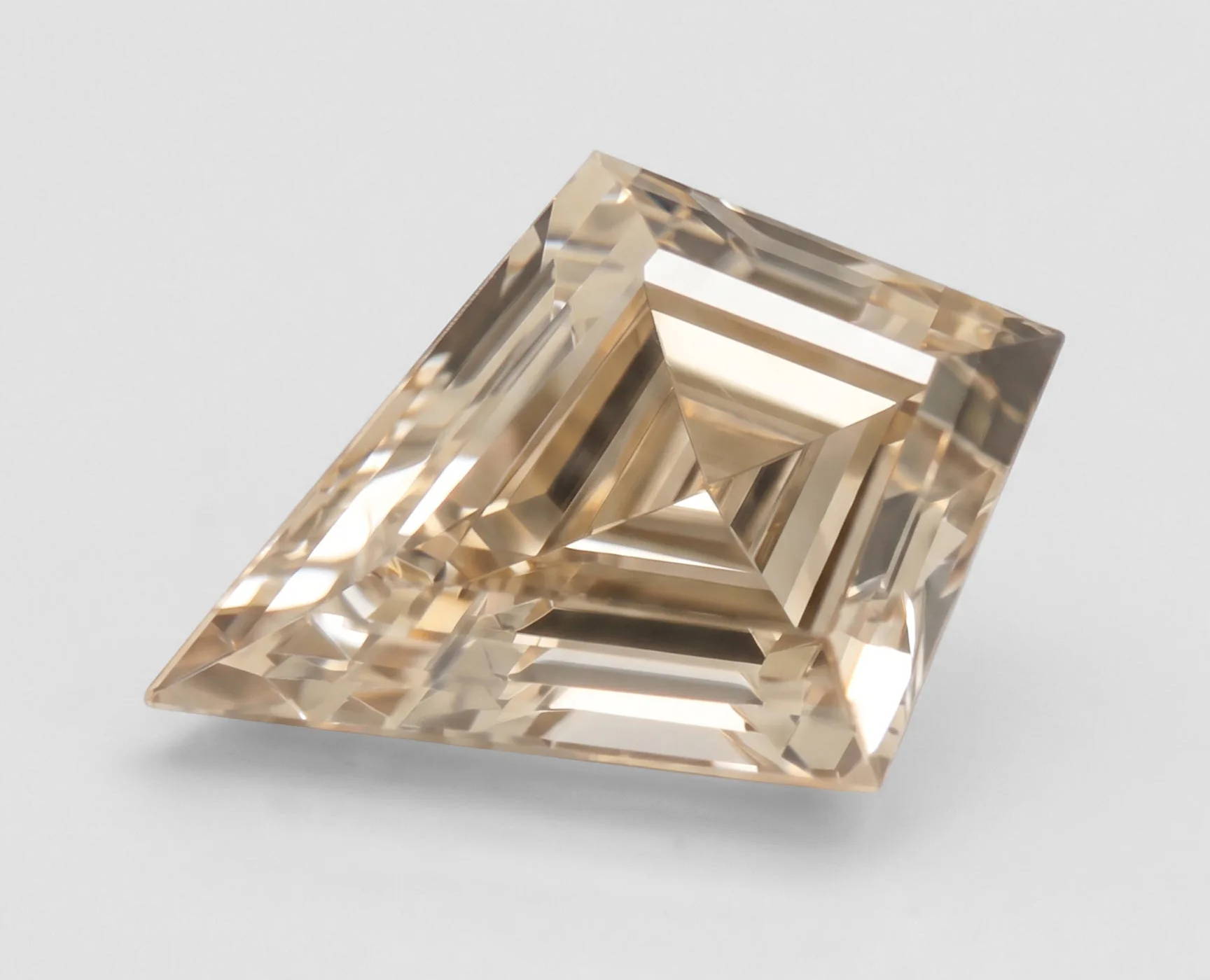 Champagne step cut kite diamond