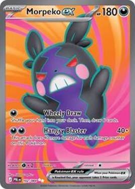 Morpeko EX Pokémon card with abilities Wheely Draw and Hangry Blaster.
