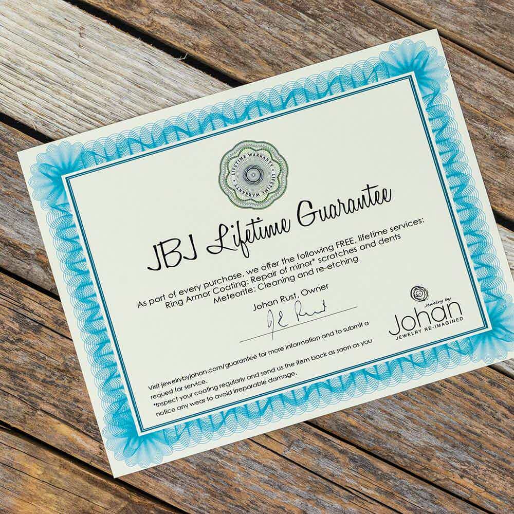 Jewelry by Johan's Lifetime Service Guarantee Certificate