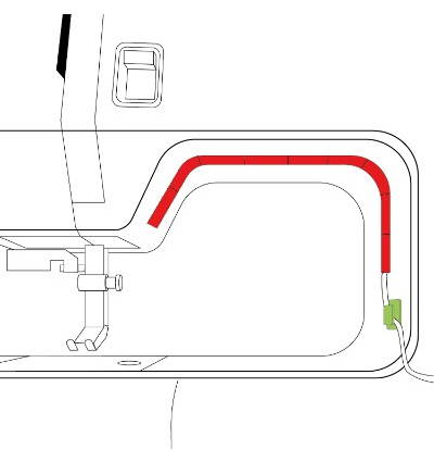 line drawing of sewing machine and the best place to attach the light strip