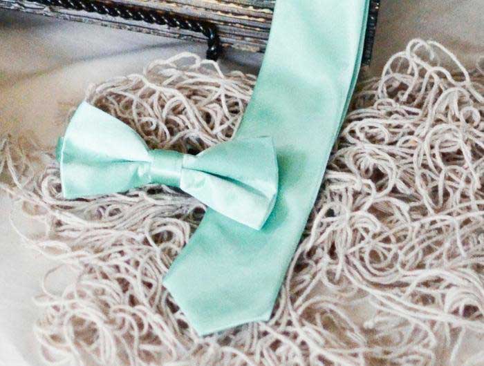 Seafoam solid color slim tie and bow tie