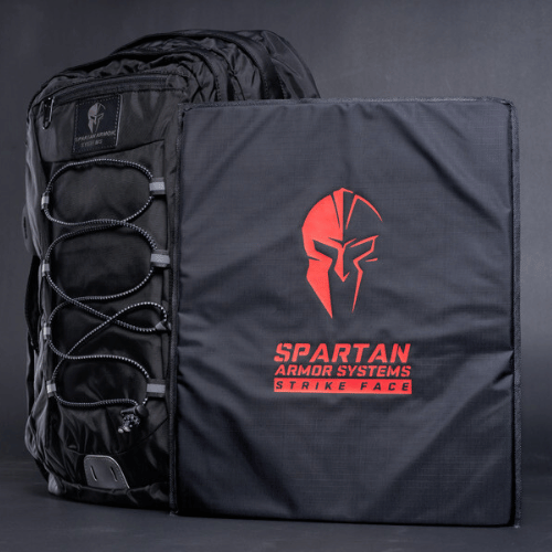 A backpack armor panel with the Spartan Six Backpack