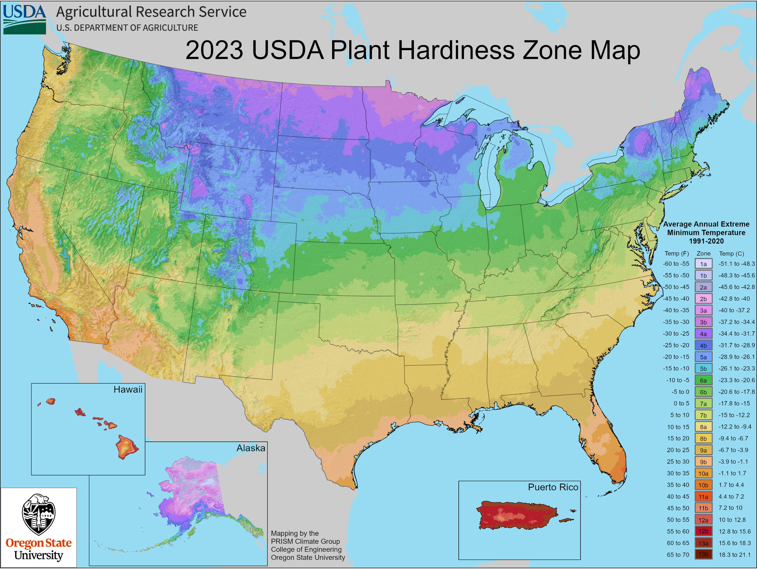 2023 USDA Plant Hardiness Zone Chart Map